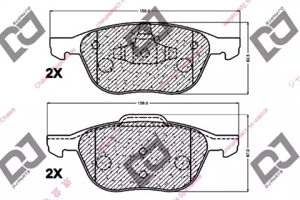 Комплект тормозных колодок, дисковый тормоз DJ PARTS BP1158